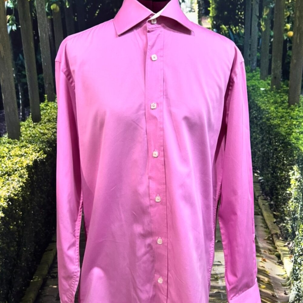 Bugatchi Italian Mens Pink Dress Shirt Size M